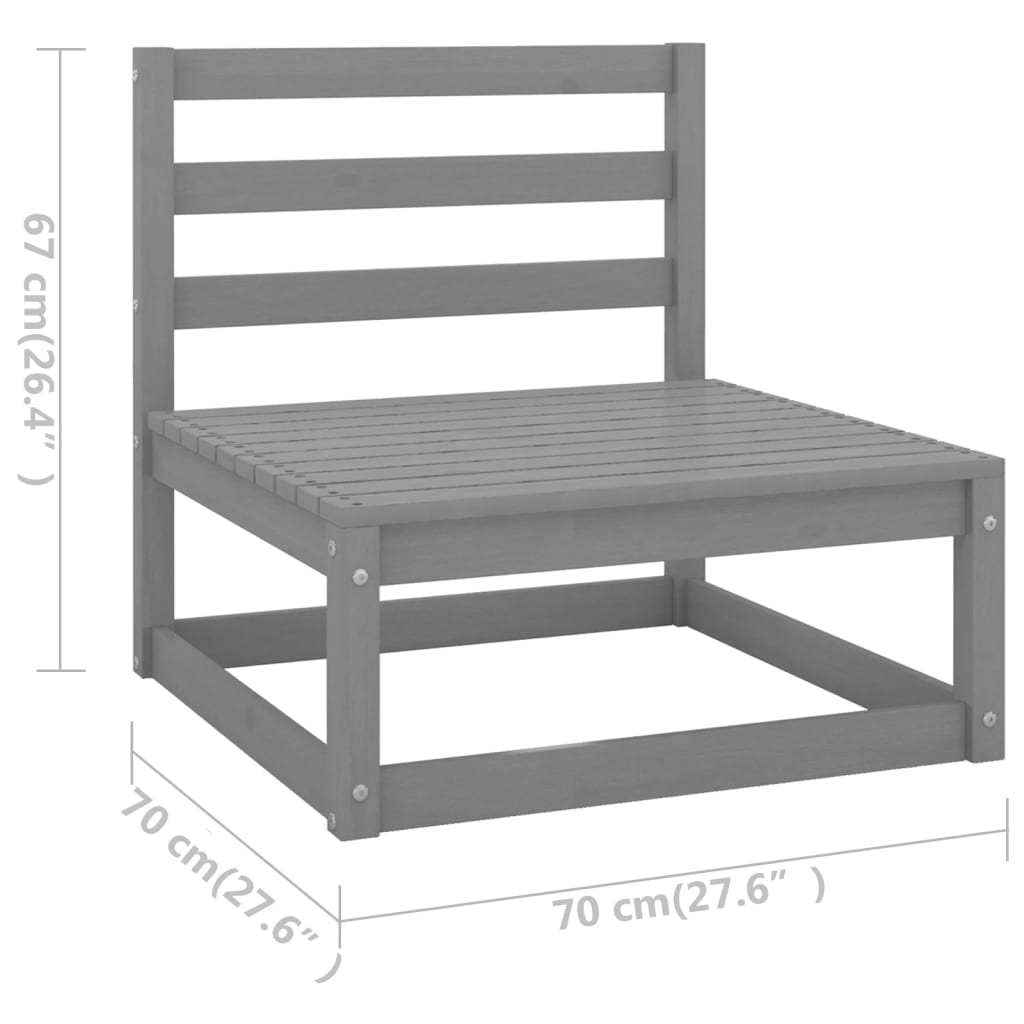 13-tlg. Garten-Lounge-Set mit Kissen Grau Kiefer Massivholz